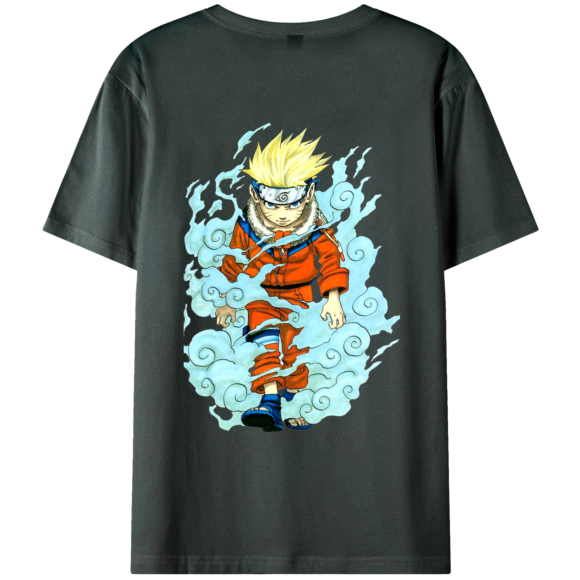 （画像用） NARUTO -ナルト- うずまき ナルト Uzumaki Naruto 綿100％ メンズ半袖Tシャツ（バックプリント） 通気性